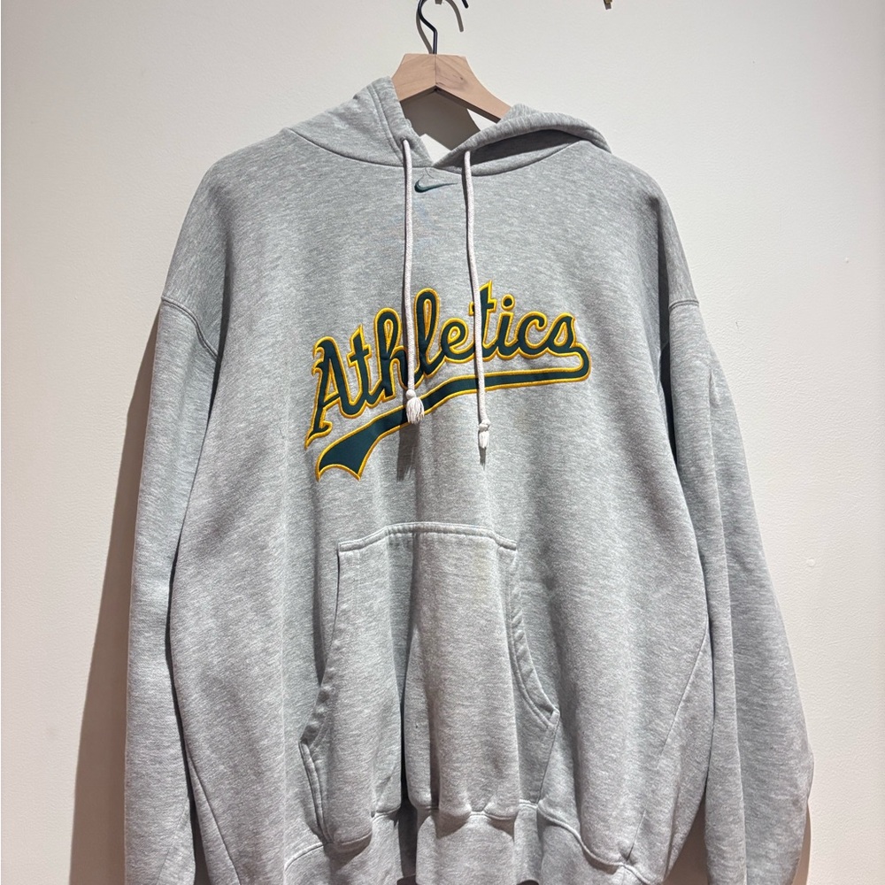 Nike Gray Athletics Hoodie with Yellow Accents